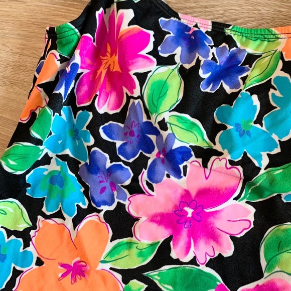 Vintage retro funky neon tropical floral tank top - Picture 2 of 4